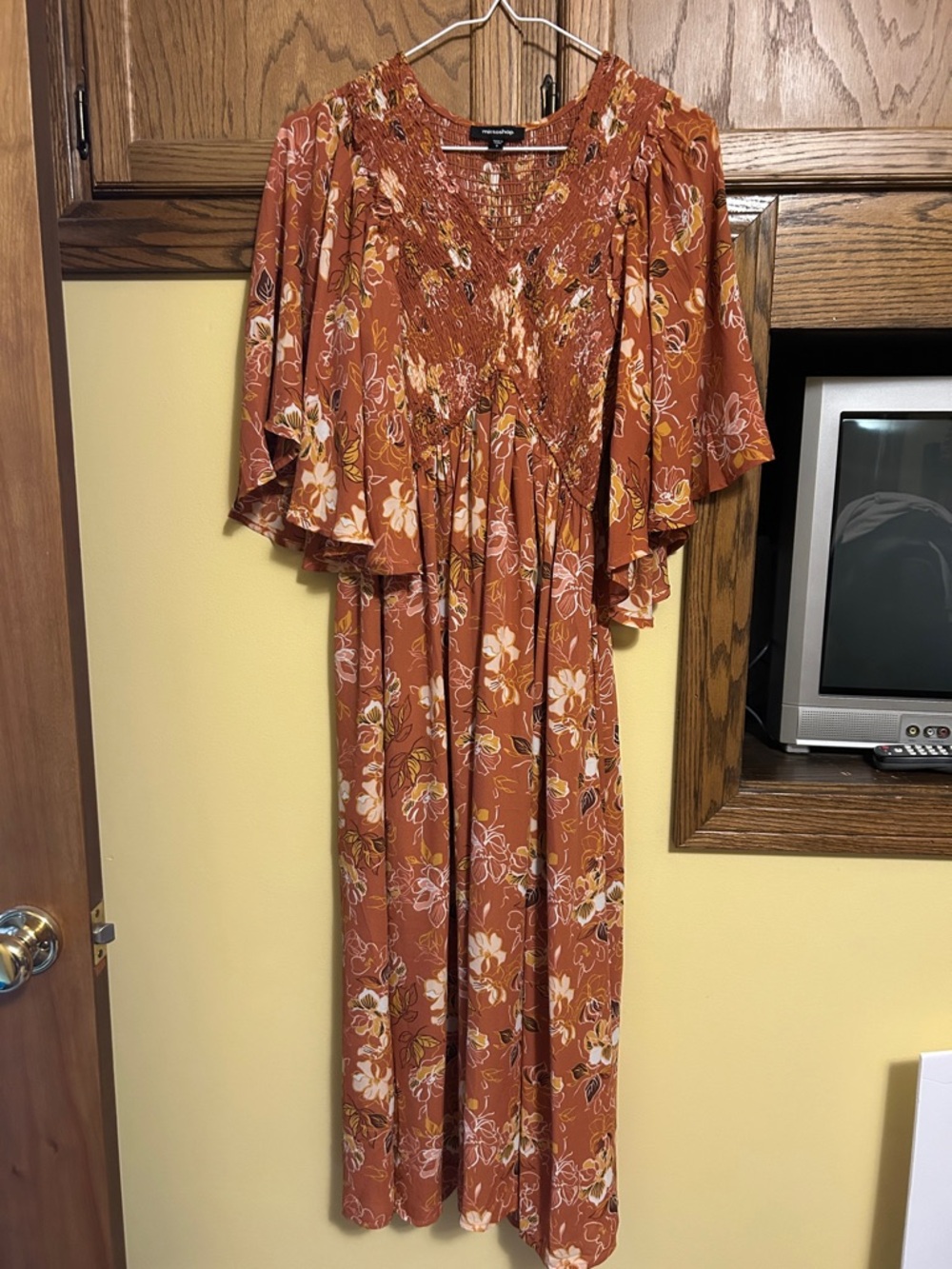 mittoshop Rust Floral Maxi Dress
